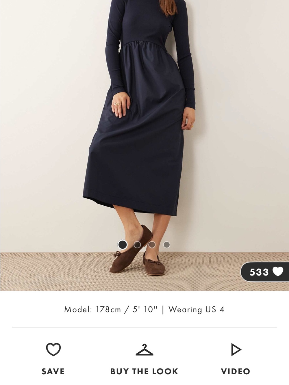 Navy Long-Sleeve Midi Dress - Elegant Everyday Midi